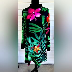 NWT Alfasa Floral Tropical Print Fully Modest Swimsuit Swim Dress Size 3X NEW